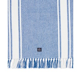 Podkładka-Puszysta z organicznej bawełnianej podkładki z frędzlami, biało-niebieskie-12623006-Lexington