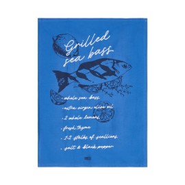 Ręcznik kuchenny-Grillowany okoń morski z organicznej bawełnianej, niebieski-12623008-Lexington