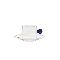 BILIA CUP and SAUCER CLEAR, BILIA BLUE x 2 sztuki