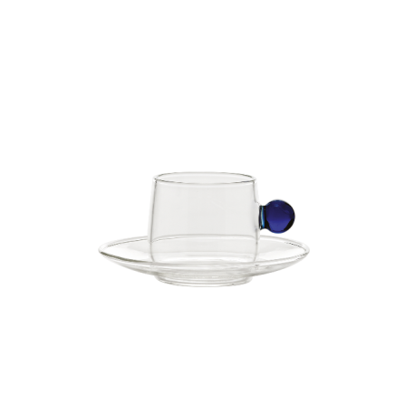 BILIA CUP and SAUCER CLEAR, BILIA BLUE x 2 sztuki